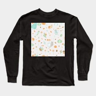 Cottagecore Pumpkin Snails Pattern Long Sleeve T-Shirt